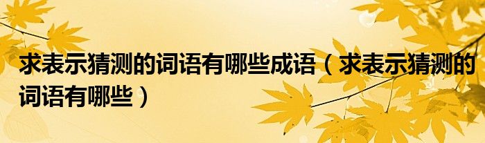 求表示猜测的词语有哪些成语（求表示猜测的词语有哪些）