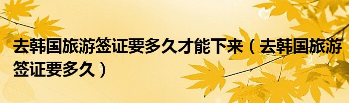 去韩国旅游签证要多久才能下来（去韩国旅游签证要多久）