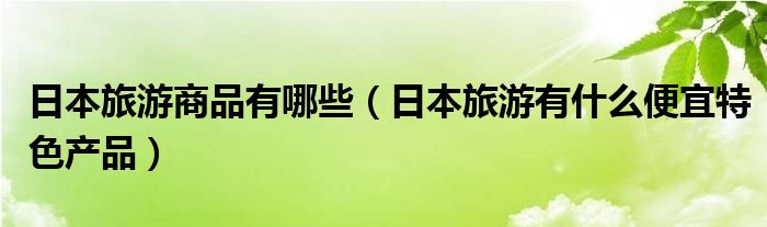 日本旅游商品有哪些（日本旅游有什么便宜特色产品）