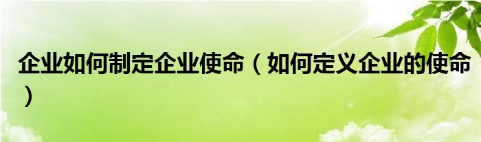 企业如何制定企业使命（如何定义企业的使命）