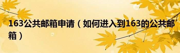 163公共邮箱申请（如何进入到163的公共邮箱）