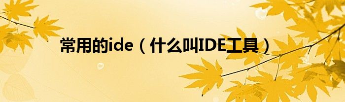 常用的ide（什么叫IDE工具）