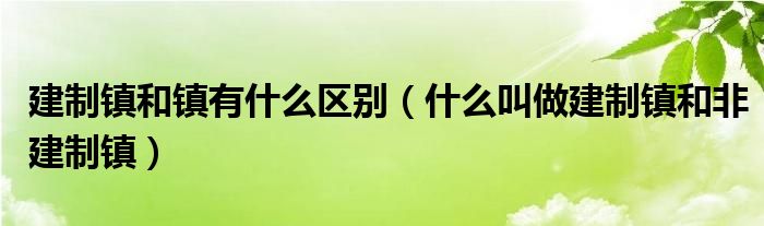 建制镇和镇有什么区别（什么叫做建制镇和非建制镇）