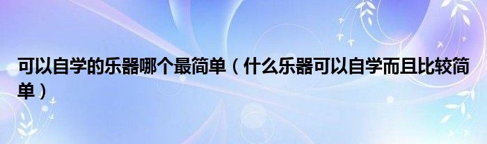 可以自学的乐器哪个最简单（什么乐器可以自学而且比较简单）