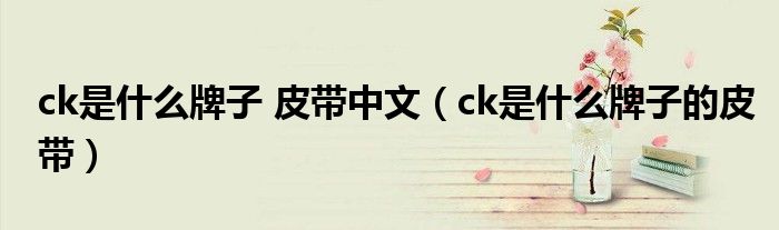 ck是什么牌子 皮带中文（ck是什么牌子的皮带）