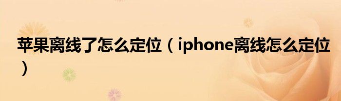 苹果离线了怎么定位（iphone离线怎么定位）