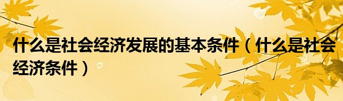 什么是社会经济发展的基本条件（什么是社会经济条件）