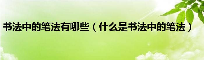 书法中的笔法有哪些（什么是书法中的笔法）