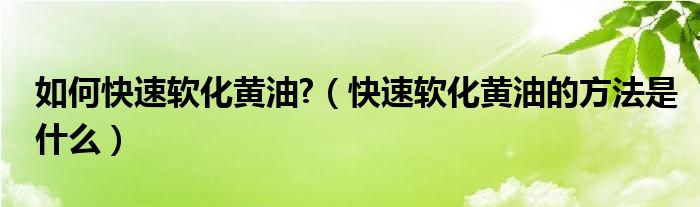 如何快速软化黄油?（快速软化黄油的方法是什么）