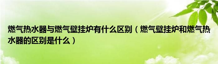 燃气热水器与燃气壁挂炉有什么区别（燃气壁挂炉和燃气热水器的区别是什么）