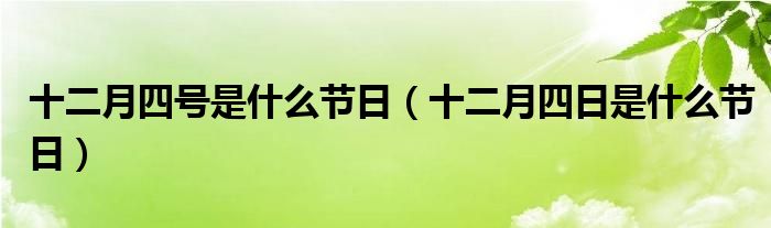 十二月四号是什么节日（十二月四日是什么节日）