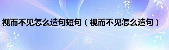 视而不见怎么造句短句（视而不见怎么造句）