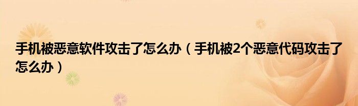 手机被恶意软件攻击了怎么办（手机被2个恶意代码攻击了怎么办）