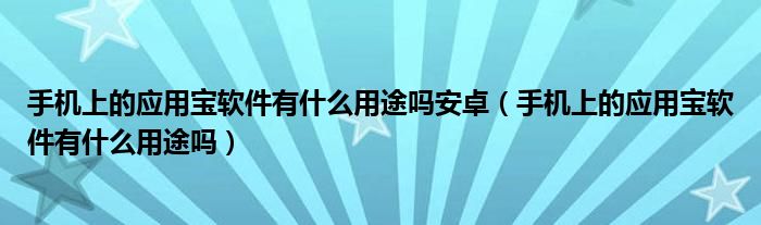 手机上的应用宝软件有什么用途吗安卓（手机上的应用宝软件有什么用途吗）