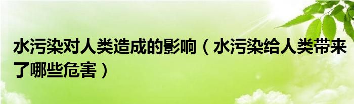 水污染对人类造成的影响（水污染给人类带来了哪些危害）