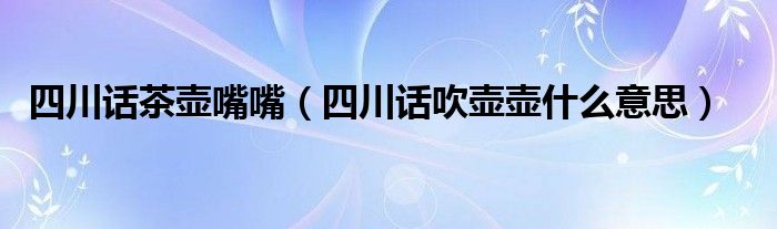 四川话茶壶嘴嘴（四川话吹壶壶什么意思）