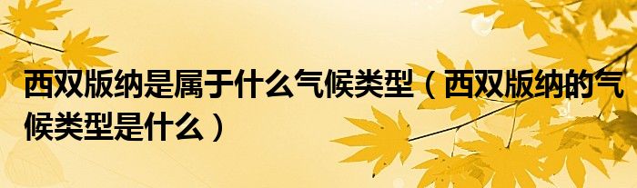 西双版纳是属于什么气候类型（西双版纳的气候类型是什么）