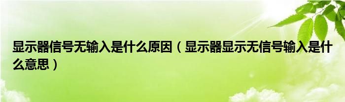 显示器信号无输入是什么原因（显示器显示无信号输入是什么意思）