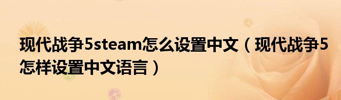 现代战争5steam怎么设置中文（现代战争5怎样设置中文语言）