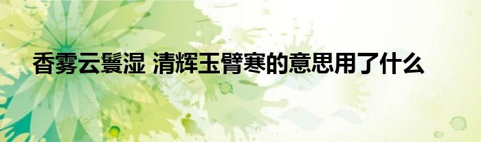 香雾云鬟湿 清辉玉臂寒的意思用了什么