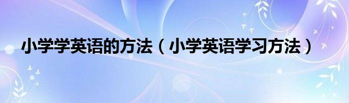 小学学英语的方法（小学英语学习方法）