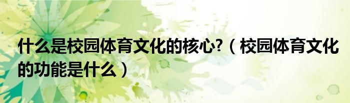 什么是校园体育文化的核心?（校园体育文化的功能是什么）