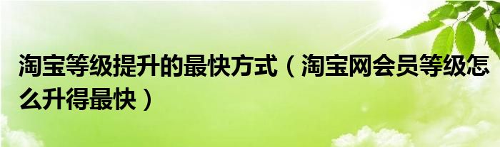 淘宝等级提升的最快方式（淘宝网会员等级怎么升得最快）