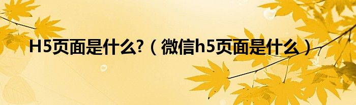 H5页面是什么?（微信h5页面是什么）