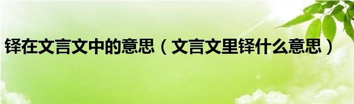 铎在文言文中的意思（文言文里铎什么意思）