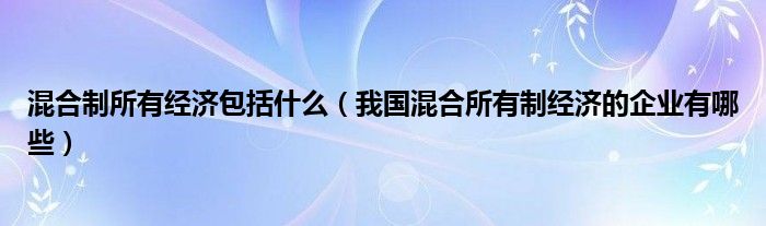 混合制所有经济包括什么（我国混合所有制经济的企业有哪些）