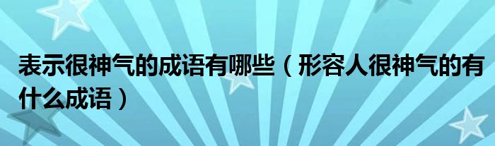 表示很神气的成语有哪些（形容人很神气的有什么成语）