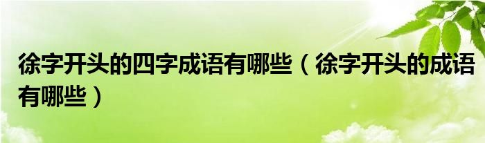 徐字开头的四字成语有哪些（徐字开头的成语有哪些）