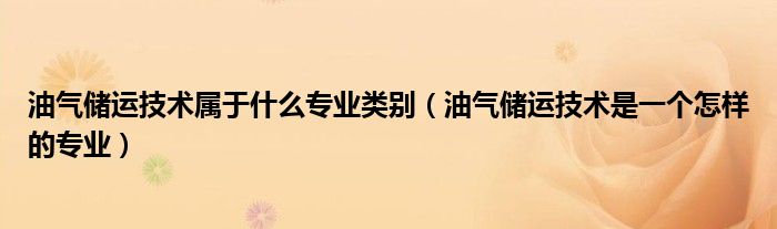 油气储运技术属于什么专业类别（油气储运技术是一个怎样的专业）