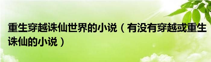 重生穿越诛仙世界的小说（有没有穿越或重生诛仙的小说）