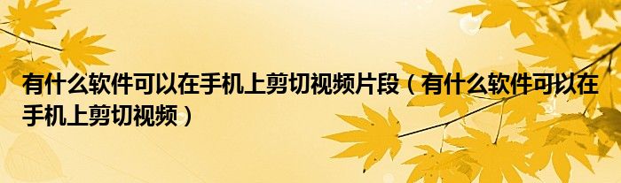 有什么软件可以在手机上剪切视频片段（有什么软件可以在手机上剪切视频）