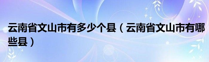 云南省文山市有多少个县（云南省文山市有哪些县）