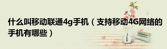 什么叫移动联通4g手机（支持移动4G网络的手机有哪些）