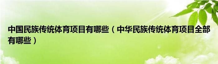 中国民族传统体育项目有哪些（中华民族传统体育项目全部有哪些）