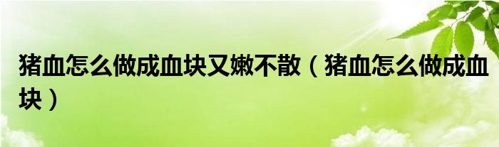 猪血怎么做成血块又嫩不散（猪血怎么做成血块）