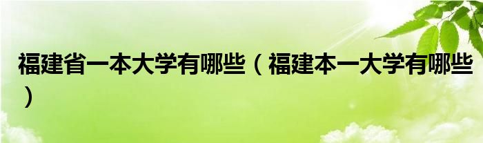 福建省一本大学有哪些（福建本一大学有哪些）