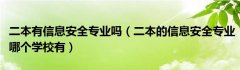 二本有信息安全专业吗（二本的信息安全专业哪个学校有）