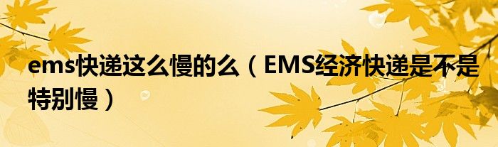 ems快递这么慢的么（EMS经济快递是不是特别慢）