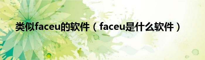 类似faceu的软件（faceu是什么软件）