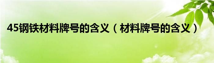 45钢铁材料牌号的含义（材料牌号的含义）