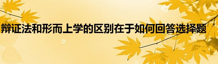 辩证法和形而上学的区别在于如何回答选择题