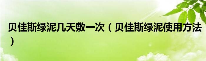 贝佳斯绿泥几天敷一次（贝佳斯绿泥使用方法）