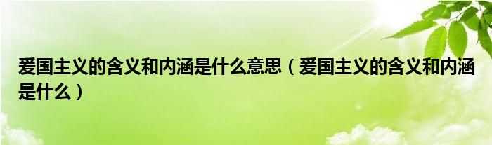 爱国主义的含义和内涵是什么意思（爱国主义的含义和内涵是什么）