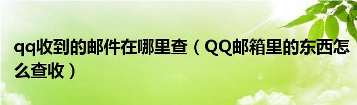 qq收到的邮件在哪里查（QQ邮箱里的东西怎么查收）