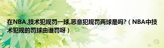 在NBA,技术犯规罚一球,恶意犯规罚两球是吗?（NBA中技术犯规的罚球由谁罚呀）