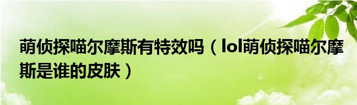 萌侦探喵尔摩斯有特效吗（lol萌侦探喵尔摩斯是谁的皮肤）